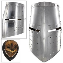 Middle Ages Great Helm Iron Cross Crusader Knights Templar Battle Helmet Armor - £98.73 GBP