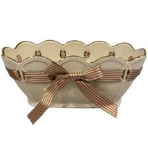 Lenox Porcelain Pierced Ribbon Scalloped Bowl Gold Trim Great Giftables 8&quot; X 4&quot; - £11.84 GBP