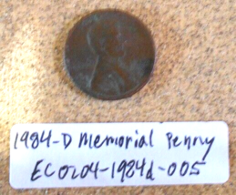 1984 D Lincoln Memorial Penny, Rim Strike &amp; Grease Errors; Vintage Old Coin - £14.11 GBP