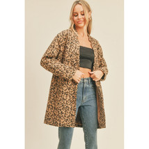  Womens Leopard Print Winter Coat   Faux Fur Full Length Coat Pockets Lined Desi - $74.50