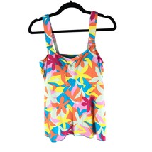 Lands End Womens Flutter Tankini Top White Orange Colorful XS - £15.34 GBP