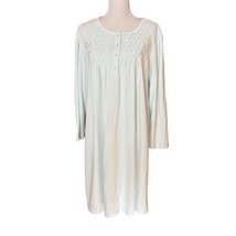 Miss Elaine Womens 1X Embroidered Floral Nightgown Light Blue 3/4 Sleeve - £21.66 GBP