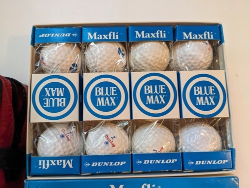 Vintage Dunlop Maxfli Blue Max Golf Bolas 4 Cajas De 3 Cada 12 Total Rojo Bolsa Item image 2