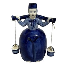 Vtg Delt Blue Dutch Milk Boy with Pails Figurine Hand Painted D.I.A.C 4 ... - £10.69 GBP