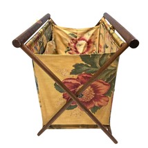 Vintage FOLDING Wood Frame Knitting Sewing BASKET Stand Fabric Caddy BAG... - $803.83 MXN