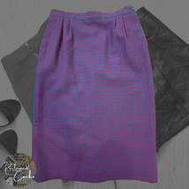 Vintage Pendleton 100% Virgin Wool Pink &amp; Blue Houndstooth A-Line Skirt ... - $45.00