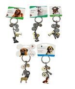 Dog Breed Keychain With Charms Including Bone Heart &amp; Dog Figurine Silve... - €8,55 EUR
