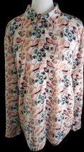 TALBOTS PETITES BLOUSE MP BUTTON DOWN BIRD AND FLOWER PRINT RAYON - £11.06 GBP