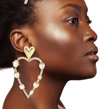 Gold Skinny Heart Stone Earrings - $43.49