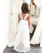 Sweet White Flower Girl Dress with Lace for Wedding - £80.41 GBP
