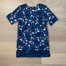 Topshop Navy Blue White Paisley Print Retro Shift Dress sz 2 - £19.10 GBP