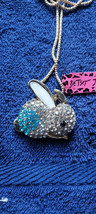 New Betsey Johnson Necklace Bunny Blueish Rhinestone Easter Collectible Decorate - £11.98 GBP