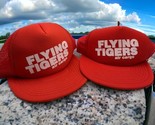 Lot of 2 Flying Tigers Air Cargo Trucker SnapBack Red Mesh Hat 80s 90s O... - $31.67