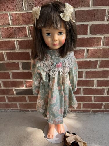 Vintage Ideal G-35 Patti Patty Playpal Doll Brunette Bows Arms Need Restrung - $186.64