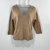 Doncaster Womens V Neck Brown Silk Blend Dolman Sleeve Sweater Size M - £30.19 GBP