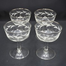 Luminarc France Clear Frosted Silver Rim Goblet Glass Set 4 Mid-century - £13.29 GBP