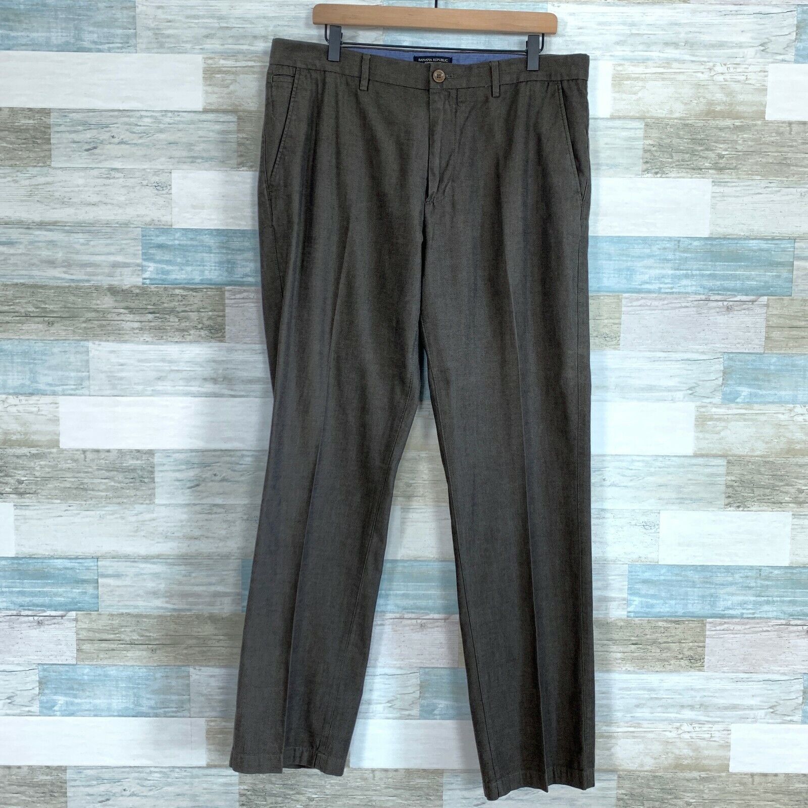 Banana Republic Kentfield Pants Chino Brown Casual Flat Front Mens Size 36 - £22.26 GBP