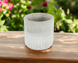 6&quot; Light Gray Geometric Cement Indoor Outdoor Round Pot Planter - $65.74