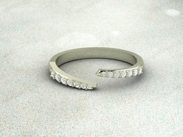 Diamond Round Gemstone Modern Unique Promise Women Open Band Ring Jewelry - £48.99 GBP