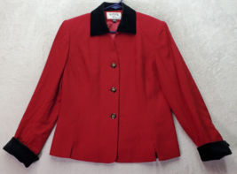 Kasper Blazer Jacket Women&#39;s Size 6 Red Long Sleeve Single Breasted Thre... - £18.06 GBP