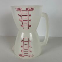 Vintage Hourglass Wet Dry Measuring Cup 1 Cup 8 Oz Dual Sided Red Marking - $11.87