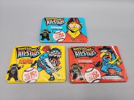 Awesome All-stars Baseball  Stickers 1988 Leaf Bubble Gum 3 Packs Rat Fink - £3.09 GBP