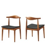 2 Elbow Style Dining Chairs Danish Mid-Century Walnut Finish Solid Wood ... - $6,055.89 MXN