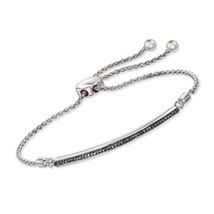 0.15CT Lab-Created Black Spinel Women&#39;s Adjustable Bolo Bracelet in 925 Silver - £72.37 GBP
