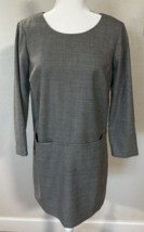 J. Crew Women&#39;s Gray Wool Blend Long Sleeve Back Zipper Pockets Shift Dr... - $16.69