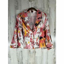 Erin London Blazer Size PL Petite Large Pink Floral Watercolor Wire Collar - £18.81 GBP