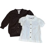 Janie and Jack Girls Brown Cardigan Sweater &amp; Polo Style Shirt Sz 12-18 ... - €12,28 EUR