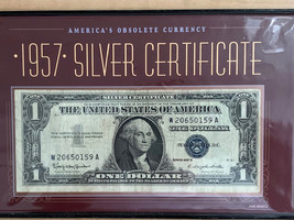 Franklin Mint 1957 Silver Certificate Blue Seal $1 w/COA in Wallet - £6.21 GBP