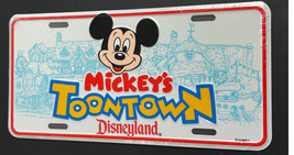 Vintage New Sealed Mickeys Toontown Disneyland Novelty License Plate Met... - $28.95