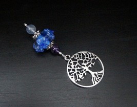 Blue Chalcedony and Amethyst Baby Dreams Lace Tree of Life Blessingway bead - Mo - £12.64 GBP