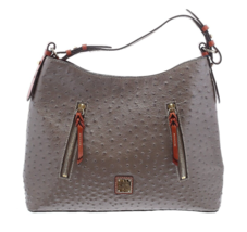 NWT Dooney &amp; Bourke Ostrich Cooper Hobo in Pewter Gray Purse $298 - £125.70 GBP