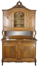 Buffet Louis XV Rococo Antique French 1900 Server Oak Glass 5-Door 2-Drawer - $4,719.00