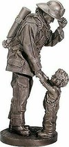 Ebros Gift Fireman Fire Fighter with Child Decorative Figurine 11.75&quot; Tall Resin - £67.13 GBP