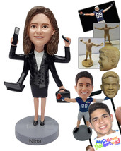 Personalized Bobblehead Multitasking female office worker ready to to a million  - £72.74 GBP