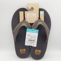 REEF Fanning Flip Flop Sandals Men&#39;s 11 Dark Brown Bottle Opener on Bottom NEW - £43.59 GBP