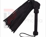 Real Black Mild Leather Flogger 50 Thick Tails Heavy &amp; Thuddy impact Whip - £12.88 GBP