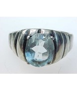 Vintage Genuine BLUE TOPAZ Ring in STERLING Silver - Size 9 3/4 - FREE S... - £58.73 GBP