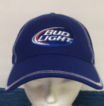 Bud Light Beer Hat Cap Blue Polyester Pre Owned Adjustable Strap ~799A - £10.62 GBP