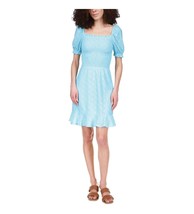 Michael Michael Kors Women&#39;s Aqua Eyelet Smocked Peasant Dress Blue S B4HP - £25.85 GBP