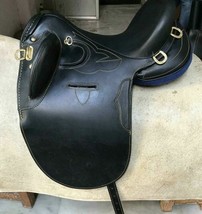 New Australian / Leather Stock Saddle Black Full Set 35.6cm For 45.7cm - £420.85 GBP