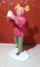 Lemax Christmas Village Blonde Girl snowball Pink Jacket Figurine - £13.70 GBP