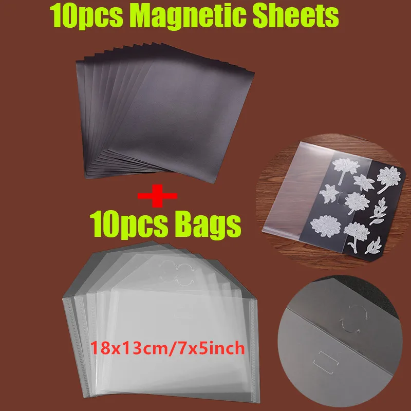 10pcs/set 0.m Magnetic Sheets Plastic Folder Bags For Storaging Cutting Dies Sta - £42.96 GBP