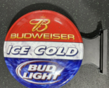 Budweiser Ice Cold Bud Light 15&quot; Round Beer Bar sign Plastic Grimm Ind 2... - $49.49