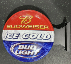 Budweiser Ice Cold Bud Light 15" Round Beer Bar sign Plastic Grimm Ind 2003 beer - $49.49