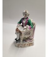 Vintage Bone China Lace Figurine Man In Chair Reading Book Read - $18.81