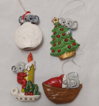 Vintage Ceramic Mice Candle Basket Tree Lot of 4 Christmas Ornaments - £14.20 GBP